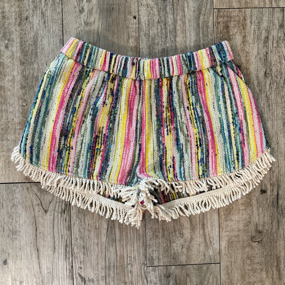 Women’s Pepin Anthropologie Colorful Striped Fringe Woven Women Shorts size: S